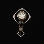 Art Nouveau Platinum, Diamond and Pearl Stickpin