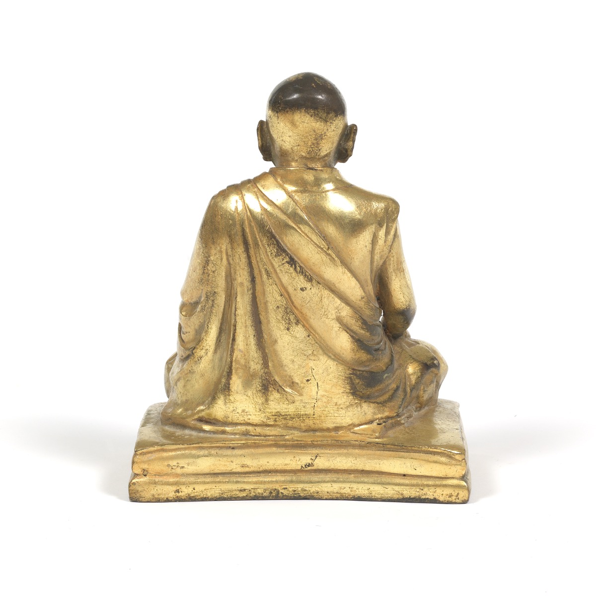 Tibetan Gilt Bronze Sculpture of Arhat - Image 4 of 7