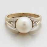 Ladies' Gold, Pearl and Diamond Ring