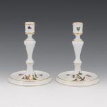 Herend Pair of Porcelain Candlesticks, "Rothschild Birds" Pattern