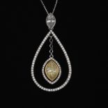 Ladies' Two-Tone Gold, Fancy Yellow and White Diamond Pendant on Chain