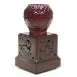 Chinese Export Porcelain FlambÃ© Glazed Large Lotus Jardiniere, on Mahogany Dragon Stand