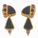 Luna 22k Gold, Druzy and Gemstone Ear Clips