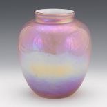Italian Murano Cased Art Glass Iridescent Vase, Attr. Toso Fratelli