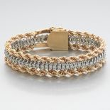 Ladies' Vintage Tri-Color Gold and Diamond Bracelet