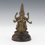 Avalokiteshvara, the Bodhisattva of Compassion, Bronze Sculpture, on Rosewood Pedestal