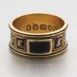 Victorian English Gold and Enamel Carved "In Memoriam" Band, dated 1836