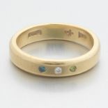 Yellow Gold Ring with Three Colored Diamonds