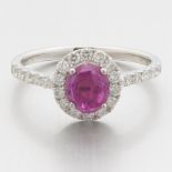 Ladies' Pink Sapphire and Diamond Ring