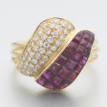 Ladies' Gold, Ruby and Diamond Fashion Ring