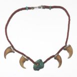 Bear Claw, Trade Bead and Turquoise Necklace