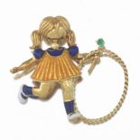 Charming Brooch of a Girl with Hoop