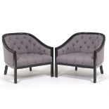 Pair of Tufted Barrel Lounge Chairs