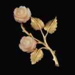 Ladies' Gold and Angel Skin Coral Roses Pin/Brooch