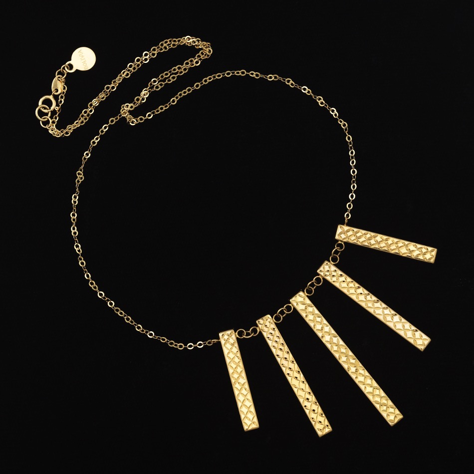 Ladies' Gold Diamond Cut Fringe Bars Necklace