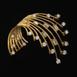 Ladies' Dankner Vintage Gold and Diamond Waterfall or Fireworks Pin/Brooch