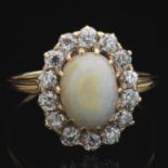 Ladies' Gold, Opal and Diamond Ring