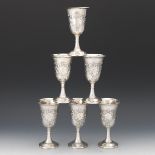 Six Sterling Silver Goblets