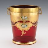 Bohemian Ruby Red Glass, Enamels and Gilt Champagne Ice Bucket