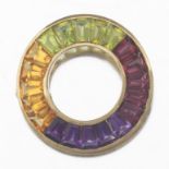 Ladies' Color Gemstone Circle Brooch