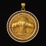 Gold Medallion of Three Elephants Supporting Heaven of Good Fortune