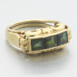 Ladies' Art Nouveau Gold and Green Tourmaline Ring