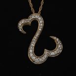 Ladies' Jane Seymour Open Double Heart Gold and Diamond Slider on Chain