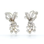 Ladies' Retro Gold and Diamond Pair of Spray Earrings