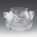 Lalique France Crystal Glass Opaline Iridescent "Orchidee" Vase