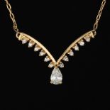 Ladies' Gold and Diamond "V" Necklace