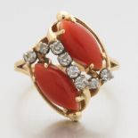 Ladies' Coral and Diamond Ring