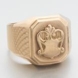 Gentlemen's Vintage Gold Armorial Ring, Soviet Era