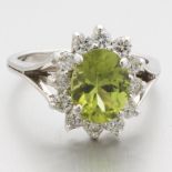Ladies' Gold, Peridot and Diamond Cocktail Ring