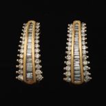 Ladies' Vintage Two-Tone Gold and Diamond Pair of Scroll Earrings