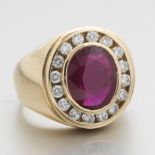 Gentleman's 7.50 Carat Ruby and Diamond Ring