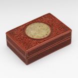 Carved Cinnabar Box with Jade Pendant