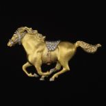 Ladies' Three-Dimensional Gold and Diamond Horse Brooch