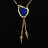 Ladies' Gold, Black Opal and Diamond Bolo Style Necklace