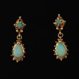 Ladies' Gold and Opal Pair of Dangle Earrings