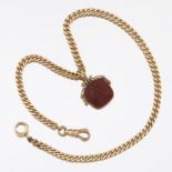 Victorian Gold Pocket Watch Chain with Carved Carnelian Fob