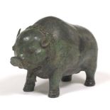 Chinese Patinated Bronze Shi Boar, Shang Dynasty Style