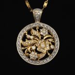 Ladies' Gold and Diamond Blossoming Flower Pendnant on Chain