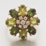 Ladies' Peridot, Tourmaline and Diamond Ring