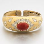 Buccellati Two-Tone Gold, Coral and Diamond Dome Bangle