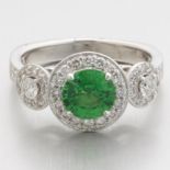 Ladies' Gold, 1.30 ct Tsavorite Garnet and Diamond Fashion Ring, London Gem Lab Report LGL200304053