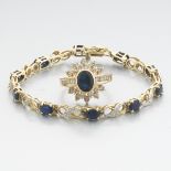 Ladies' Vintage Gold, Blue Sapphire and Diamond Bracelet and Ring