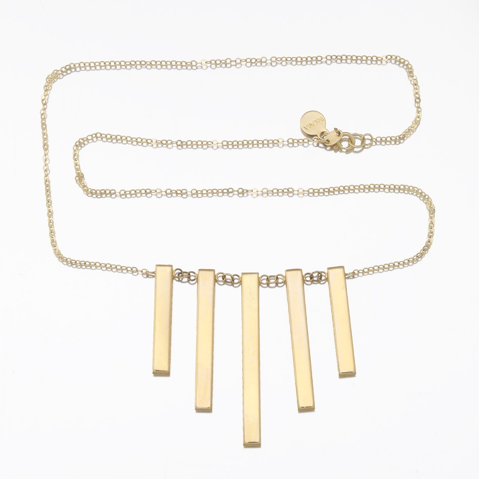 Ladies' Gold Diamond Cut Fringe Bars Necklace - Image 3 of 4