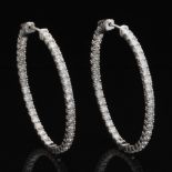 Pair of Diamond Oval Hoop Inside and Out Earrings