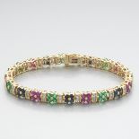 Ladies' Gold, Ruby, Blue Sapphire, Emerald, and Diamond Tutti-Frutti Bracelet