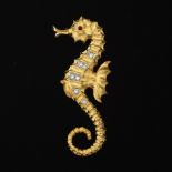 Ladies' Seahorse Gold and Diamond Brooch